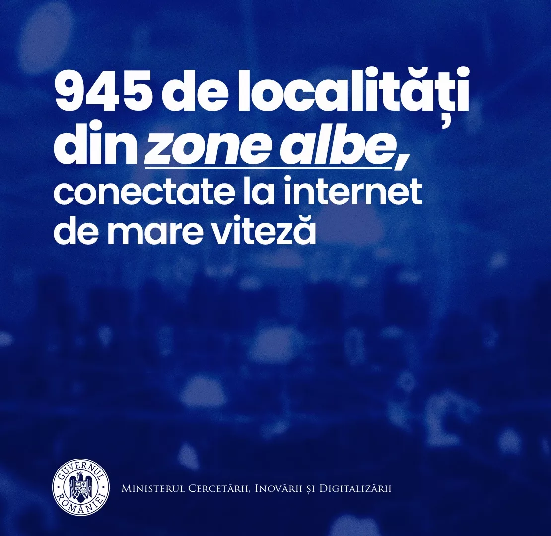 Conectăm 945 de localități rurale din „zone albe” la internet de mare viteză
