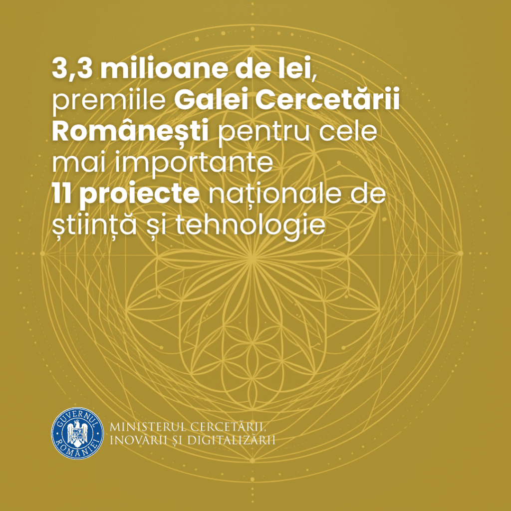 Am lansat competiția pentru Gala Cercetării Românești 2024: pentru prima dată, vom acorda premii de 3,3 milioane de lei pentru 11 cercetători de elită ai României